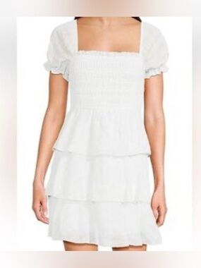 2/$20 - White Tiered Puff Sleeve Summer Dress - On or Off Shoulder